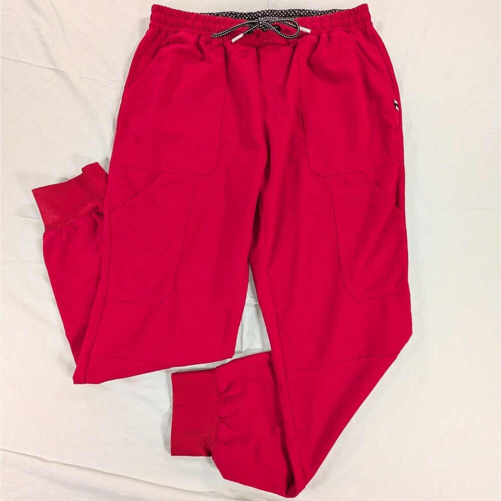 Beyond Scrubs Women's Jogger Scrub Pants Red Petite Small